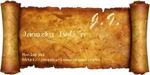 Janszky Iván névjegykártya